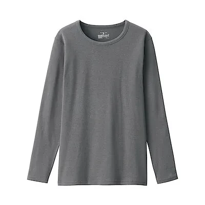 W'S WARM,THICK COTTON L/S T-SHIRT - MEDIUM GREY