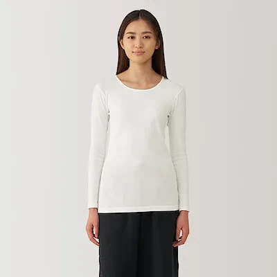 W'S WARM COTTON L/S T-SHIRT - OFF WHITE