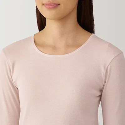 W'S WARM COTTON L/S T-SHIRT - LIGHT BEIGE