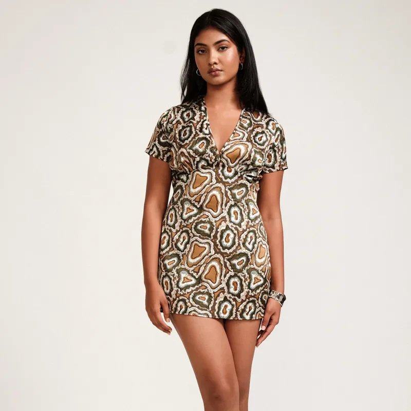 V NECK MINI IN PRINT