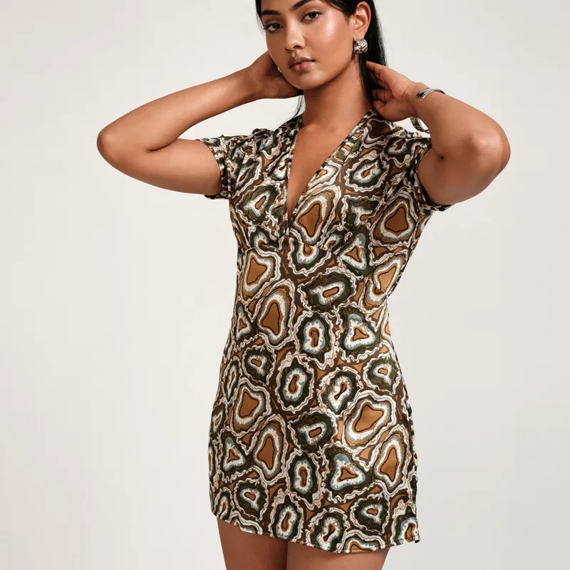 V NECK MINI IN PRINT