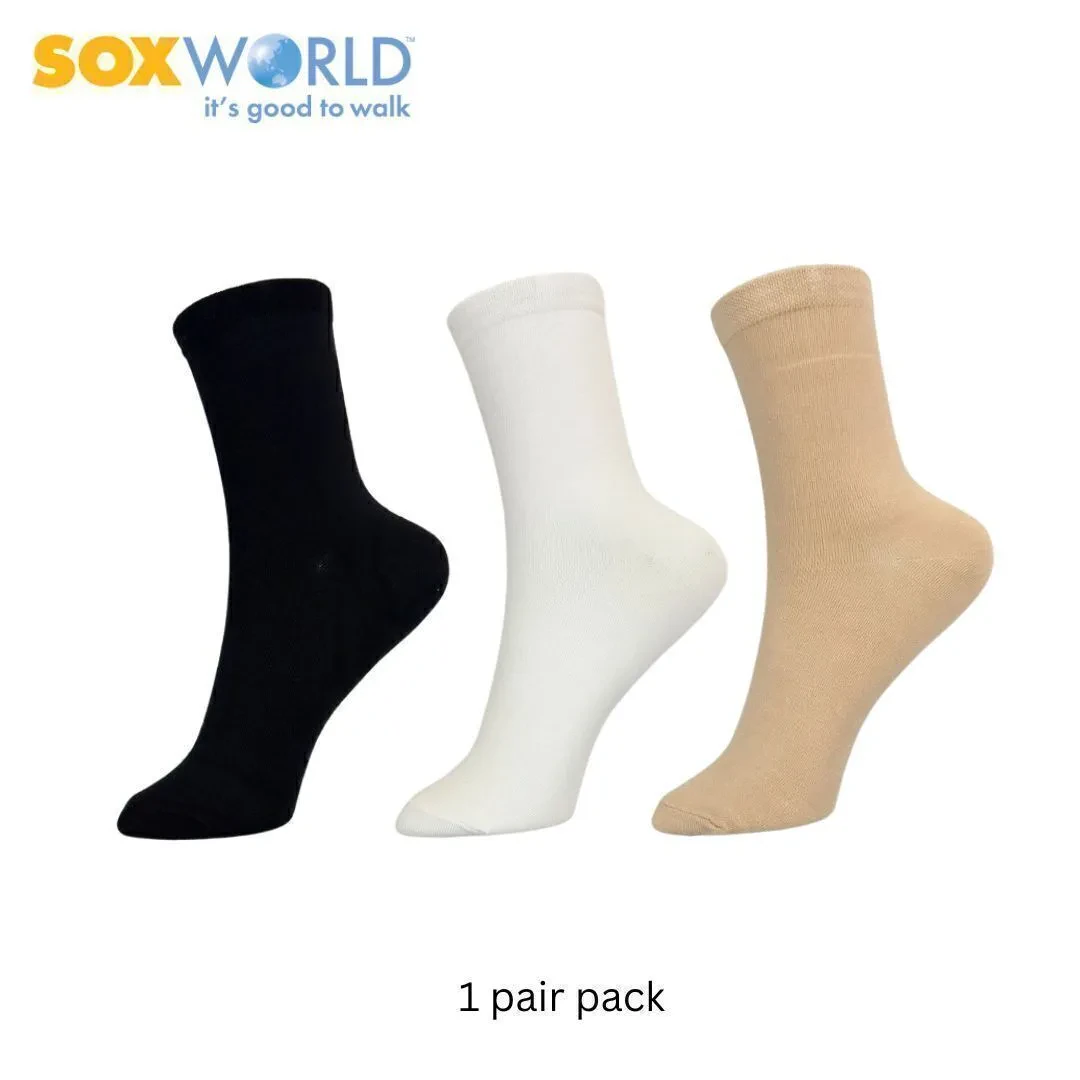 SOXWORLD LADIES BAMBOO FIBER CREW SOCKS (1 PAIR) 12-00026
