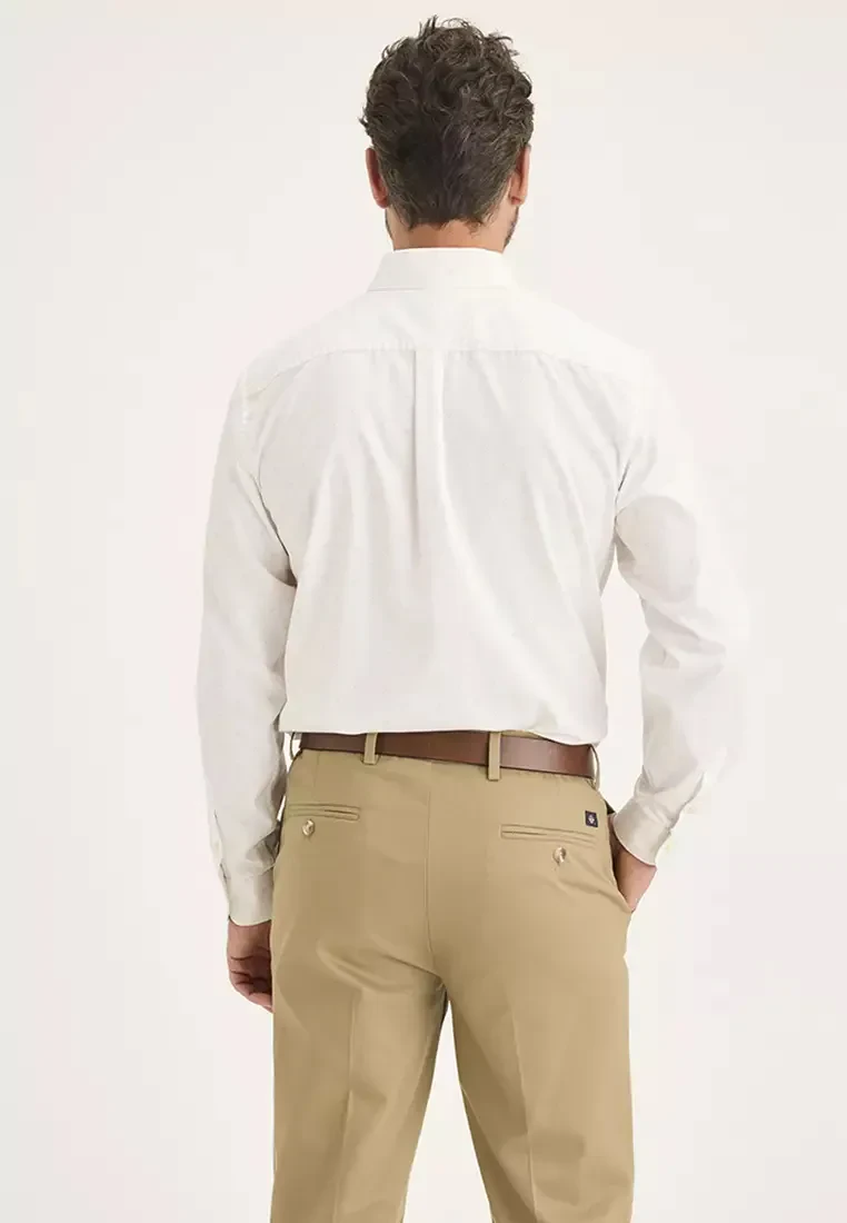 MEN'S SIGNATURE SHIRT LONG SLEEVE CLASSIC FIT WITH STAIN DEFENDER - WHITE