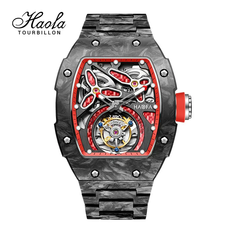 HAOFA 2311 MODEL LIMITED 500 PCS ALL CARBON FIBER AUTOMATIC TOURBILLON WATCH DOUBLE-SPRING 72 HOUR POWER